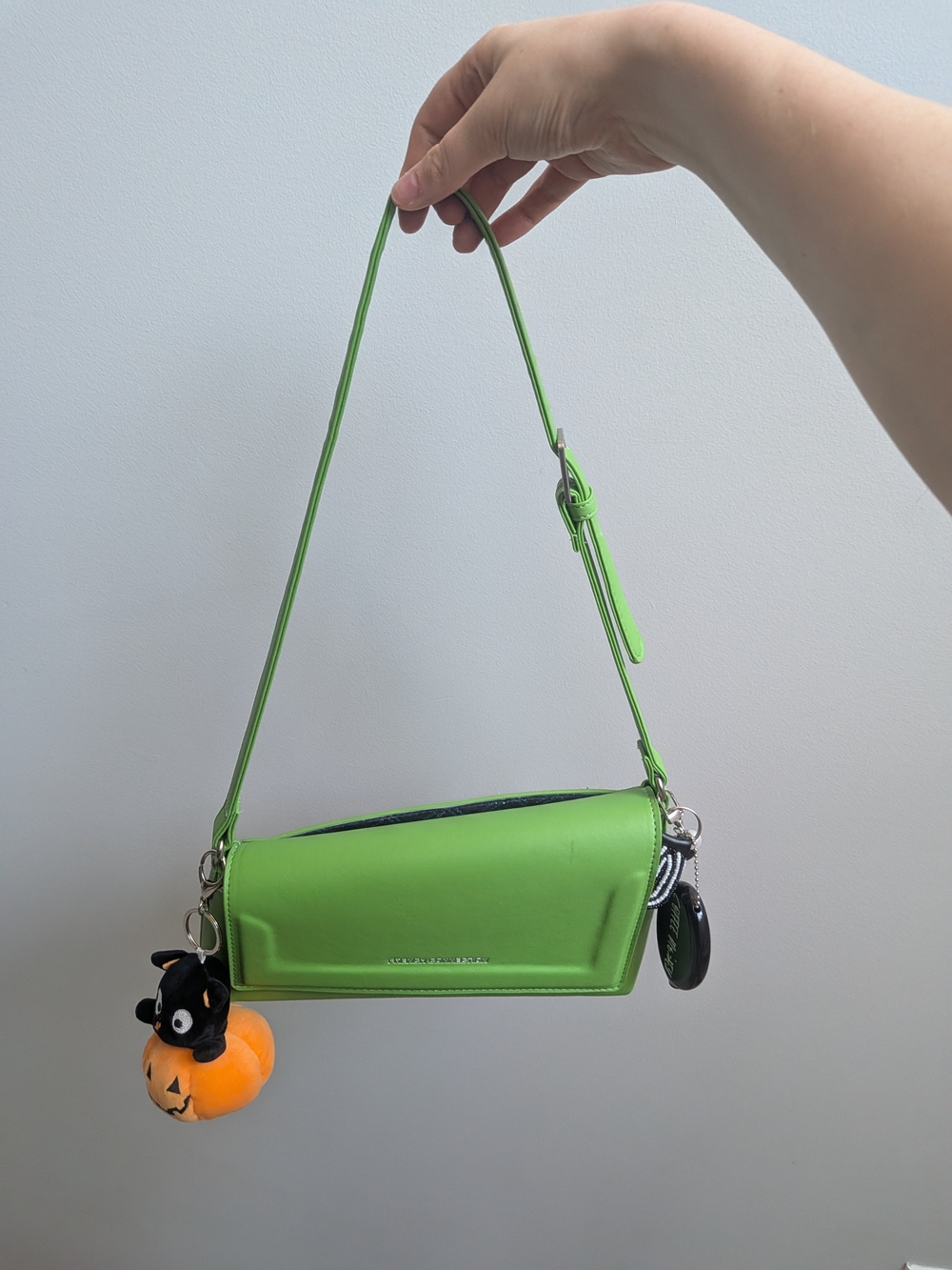 French Connection Lime Green Mini Shoulder Bag with Charm